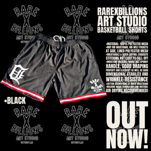 RAREXBILLIONS ART STUDIO BASKETBALL SHORTS