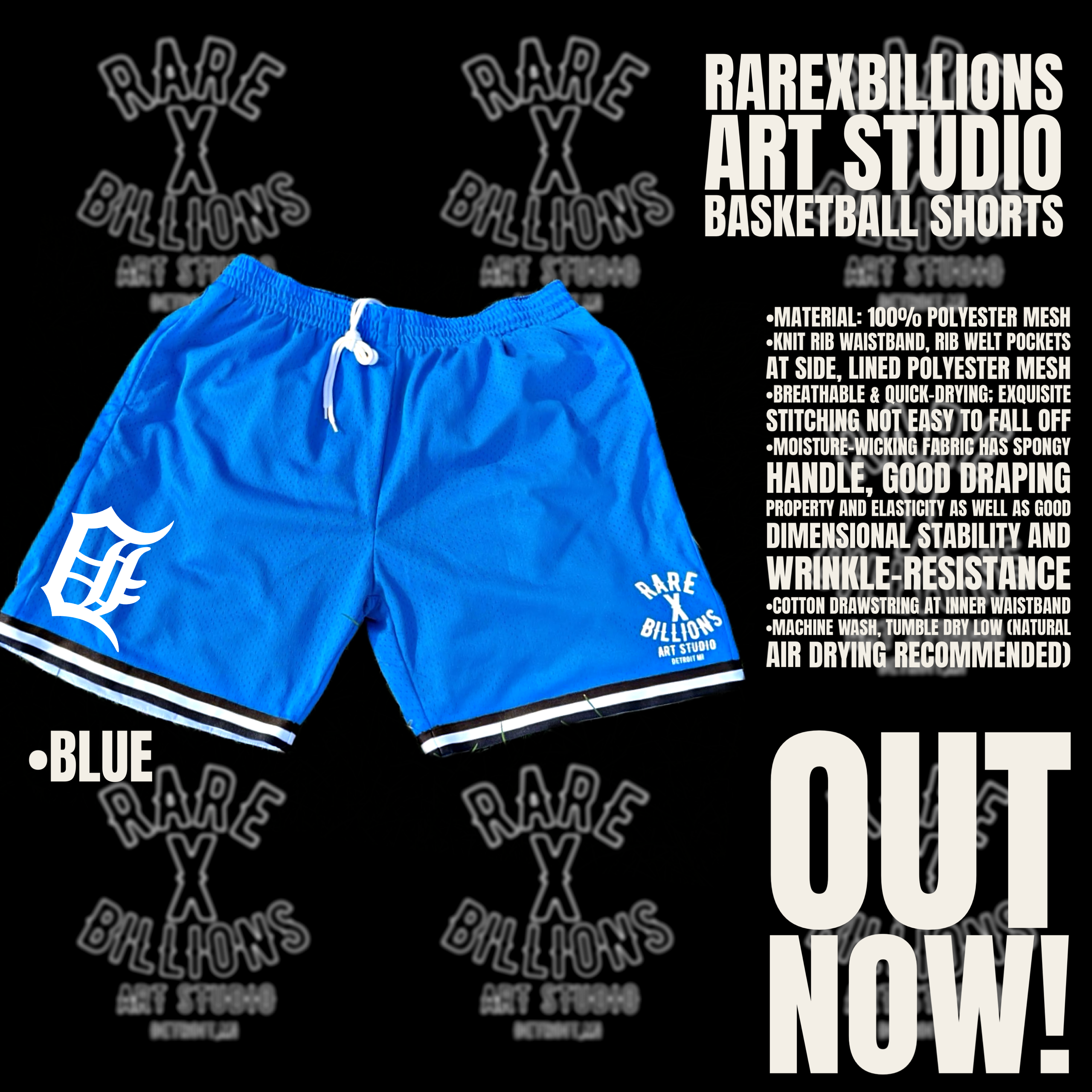 RAREXBILLIONS ART STUDIO BASKETBALL SHORTS