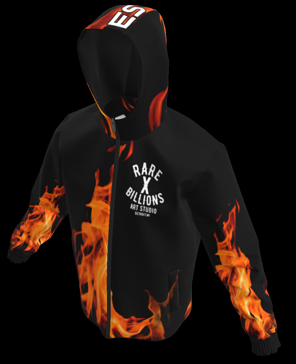 RARE X BILLIONS MAN ON FIRE WINDBREAKER