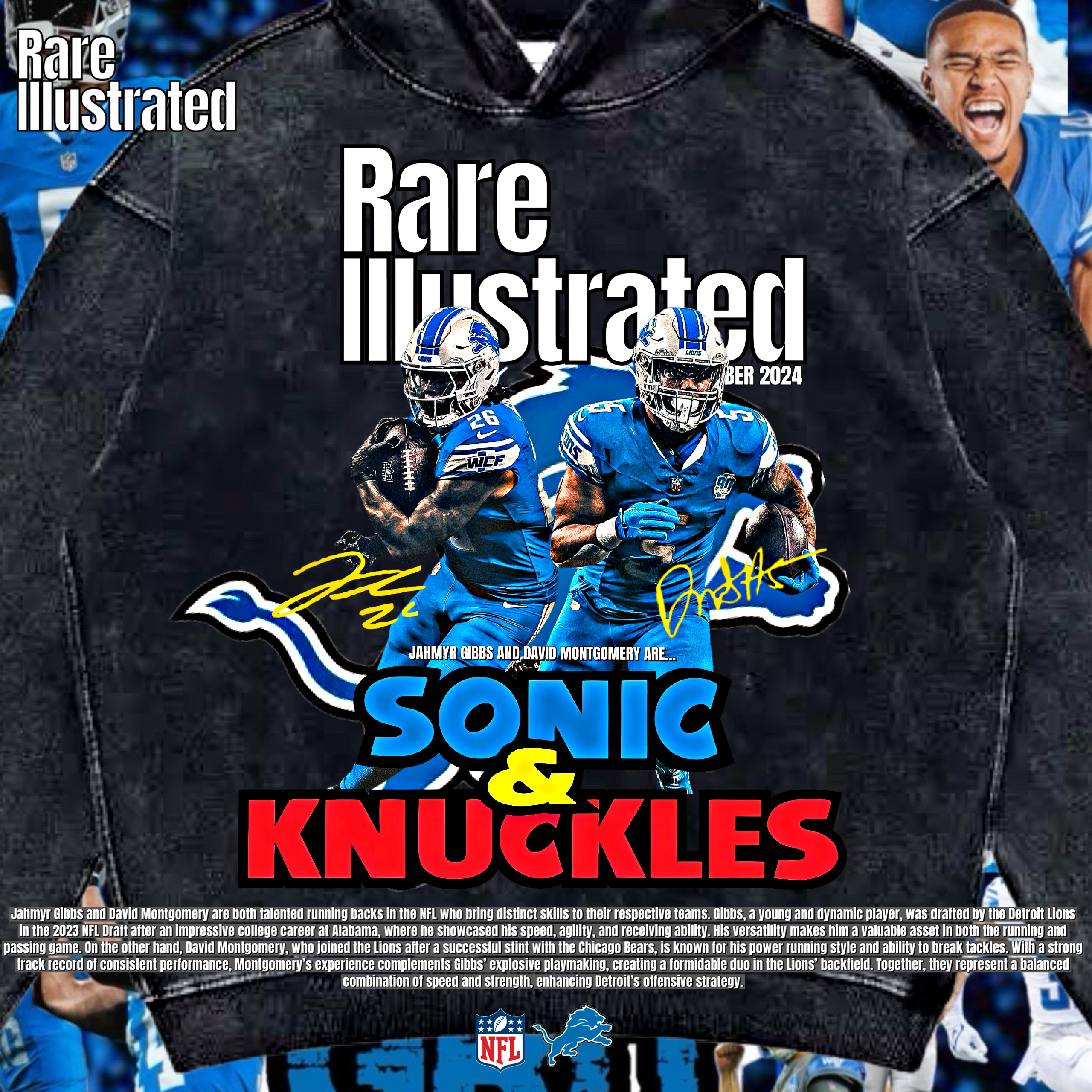 🚨RARE ILLUSTRATED GIBBS/MONTGOMERY “SONIC & KNUCKLES” NO POCKET HOODIE.🚨