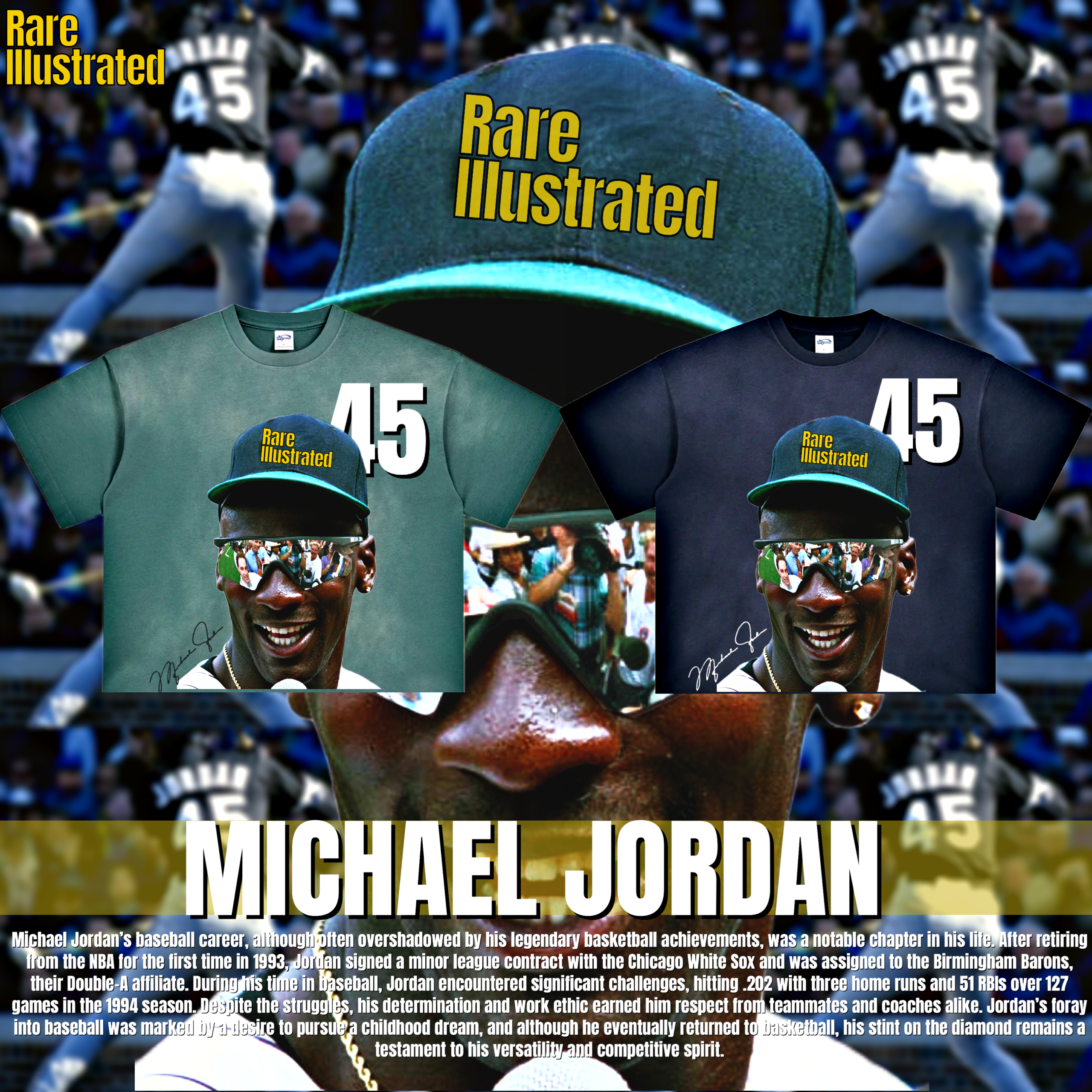 RARE ILLUSTRATED MICHAEL JORDAN 45 TEE