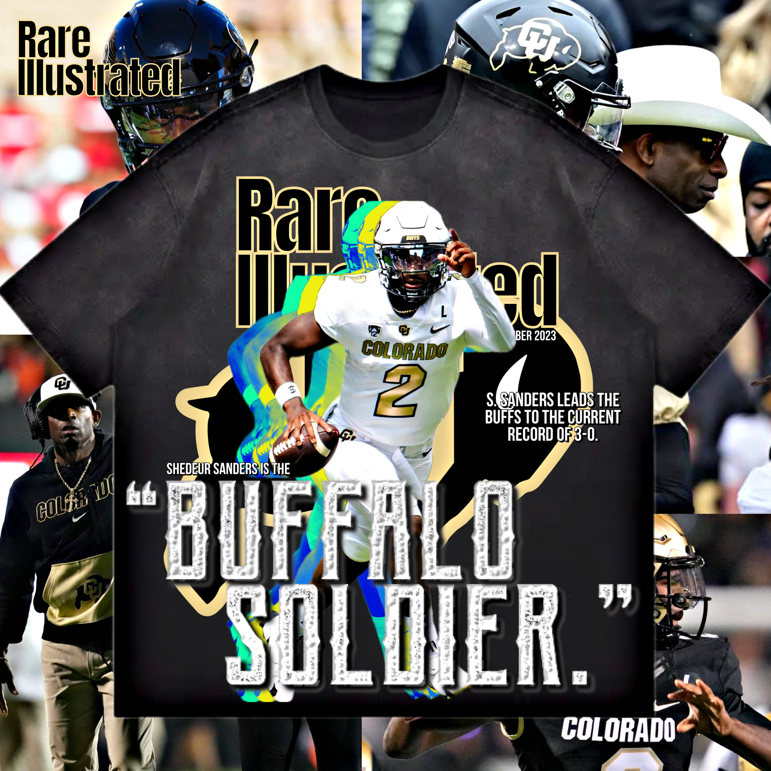 RARE ILLUSTRATED SHEDEUR SANDERS “BUFFALO SOLDIER” TEE