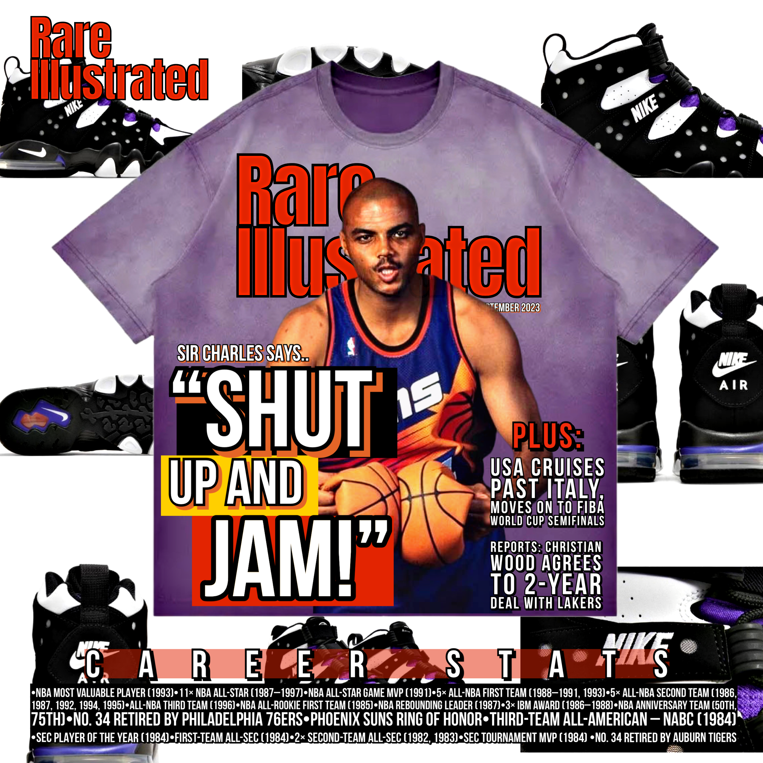 RARE ILLUSTRATED CHARLES BARKLEY TEE