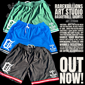 RAREXBILLIONS ART STUDIO BASKETBALL SHORTS