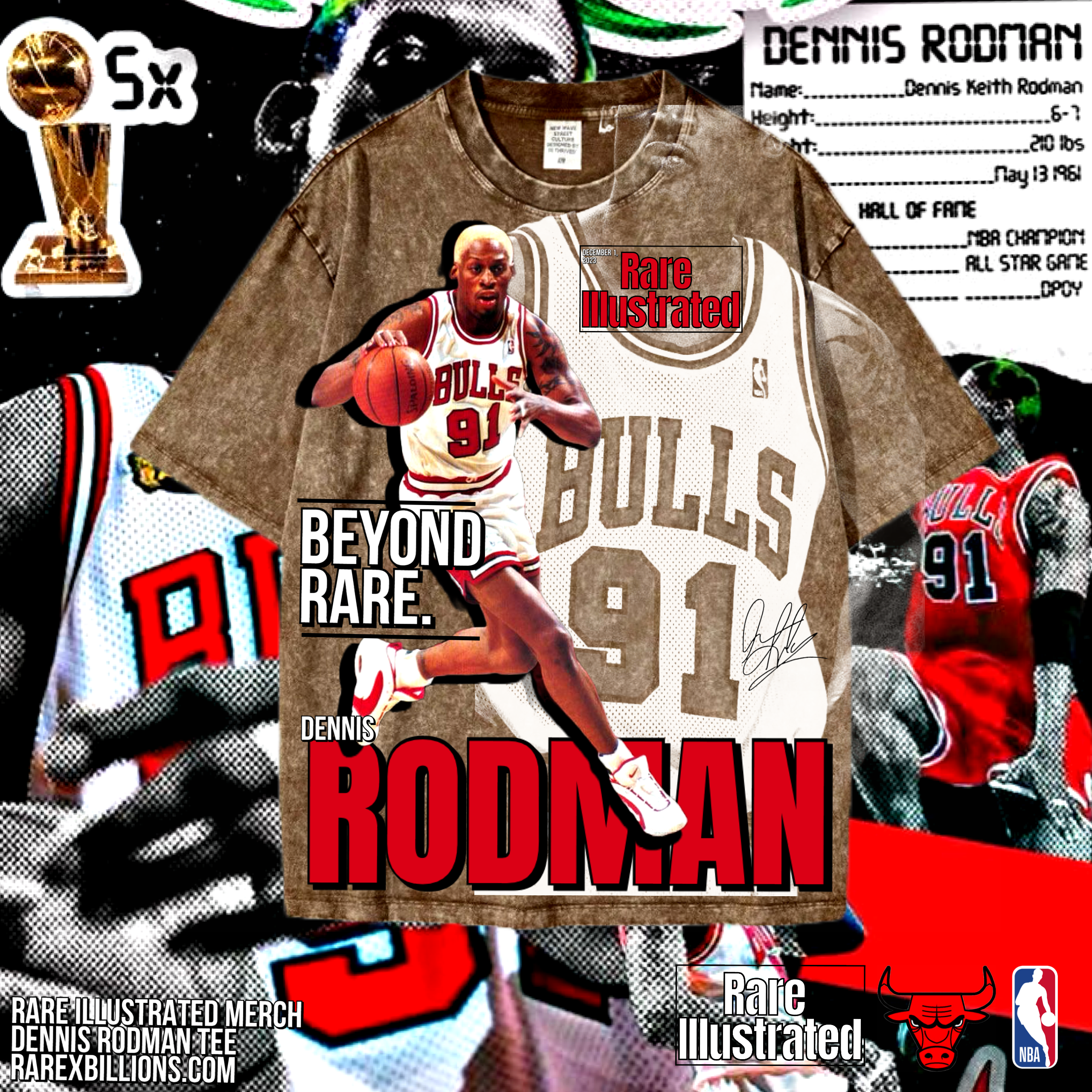 RARE ILLUSTRATED DENNIS RODMAN TEE