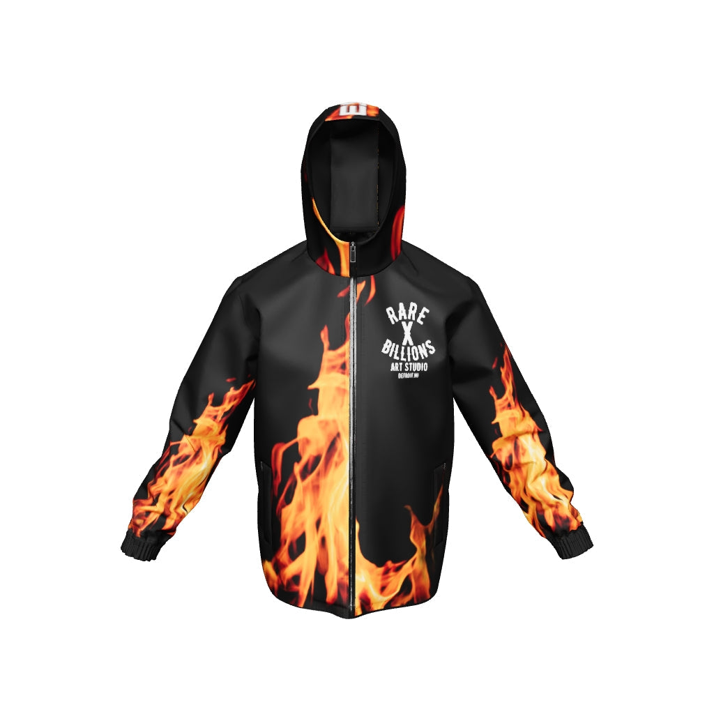 RARE X BILLIONS MAN ON FIRE WINDBREAKER