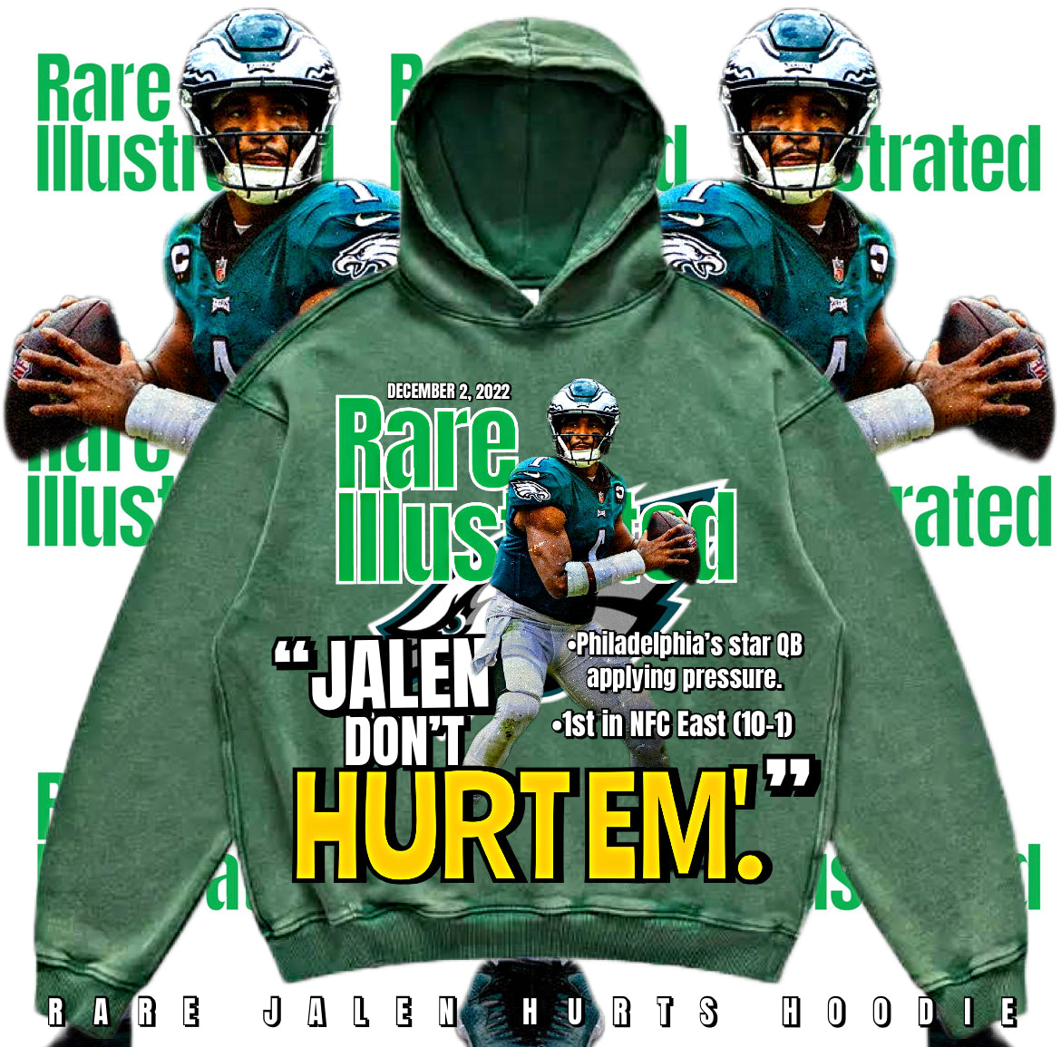 RARE ILLUSTRATED JALEN HURTS HOODIE